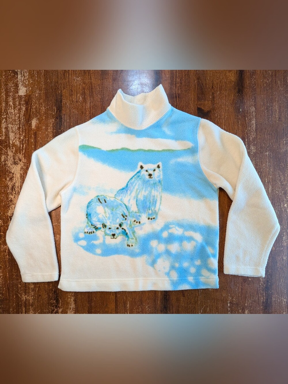 Catalina Polar Bear Sweater Womens Small White Blue Vintage Winter Grandma Top